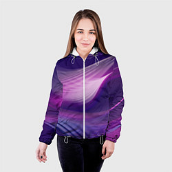 Куртка с капюшоном женская Фиолетовые Волны, цвет: 3D-белый — фото 2