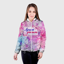 Куртка с капюшоном женская Лучший учитель, цвет: 3D-белый — фото 2
