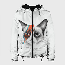 Куртка с капюшоном женская David Bowie: Grumpy cat, цвет: 3D-черный