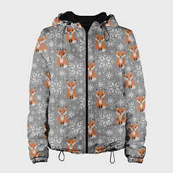 Куртка с капюшоном женская Зимние лисицы, цвет: 3D-черный