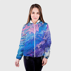 Куртка с капюшоном женская Tie-Dye Blue & Violet, цвет: 3D-белый — фото 2
