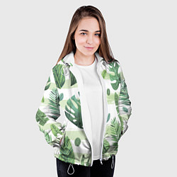 Куртка с капюшоном женская Тропические джунгли, цвет: 3D-белый — фото 2