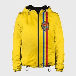Куртка с капюшоном женская Молдавия: лента с гербом, цвет: 3D-черный