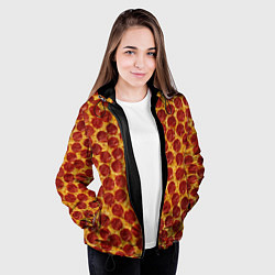 Куртка с капюшоном женская Пицца пепперони, цвет: 3D-черный — фото 2