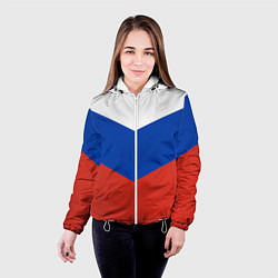 Куртка с капюшоном женская Российский триколор, цвет: 3D-белый — фото 2
