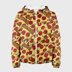 Куртка с капюшоном женская Любитель пиццы, цвет: 3D-белый