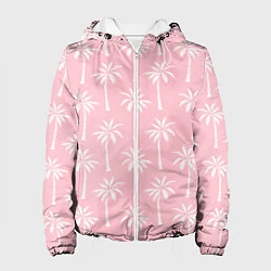 Куртка с капюшоном женская Розовые тропики, цвет: 3D-белый