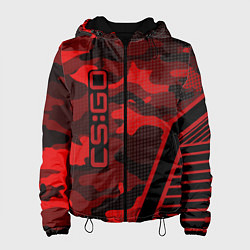 Куртка с капюшоном женская CS:GO Red Camo, цвет: 3D-черный