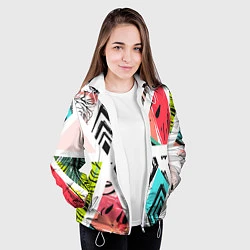 Куртка с капюшоном женская Тропическое ассорти, цвет: 3D-белый — фото 2