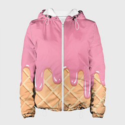 Куртка с капюшоном женская Розовое мороженное, цвет: 3D-белый