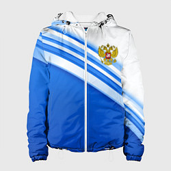 Куртка с капюшоном женская Россия: голубая волна, цвет: 3D-белый
