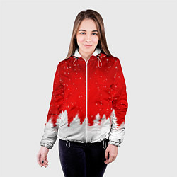 Куртка с капюшоном женская Christmas pattern, цвет: 3D-белый — фото 2