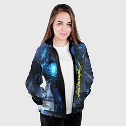 Куртка с капюшоном женская Cyberpunk 2077, цвет: 3D-черный — фото 2