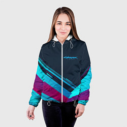 Куртка с капюшоном женская Cyberpunk 2077, цвет: 3D-белый — фото 2