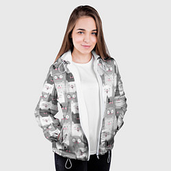 Куртка с капюшоном женская Эмоции котов, цвет: 3D-белый — фото 2