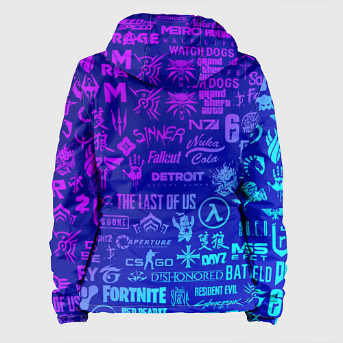 Женская куртка Неоновые геймерские лого / 3D-Черный – фото 2