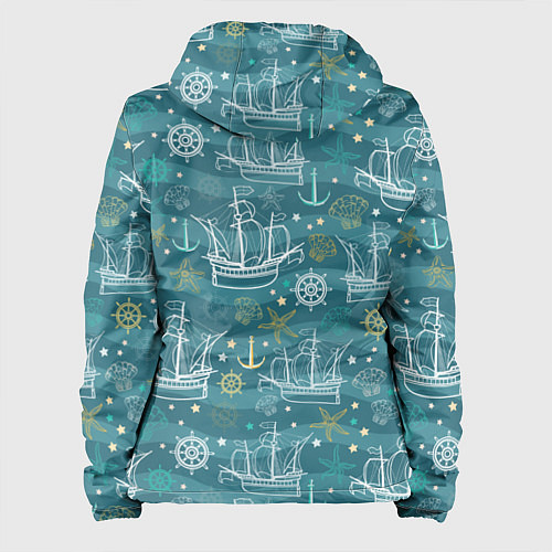 Женская куртка Парусники в море - паттерн / 3D-Белый – фото 2