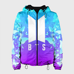 Куртка с капюшоном женская BTS: Violet Butterflies, цвет: 3D-черный