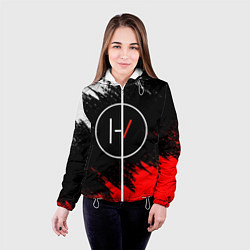 Куртка с капюшоном женская 21 Pilots: Black & Red, цвет: 3D-белый — фото 2