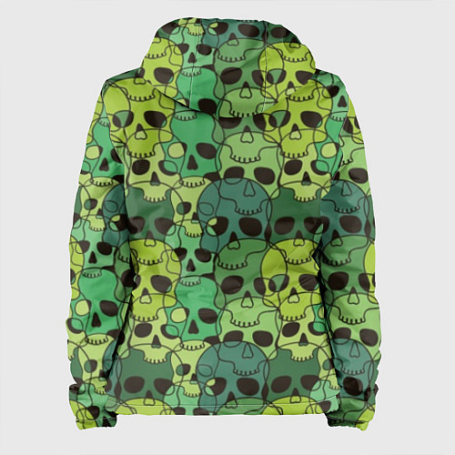 Женская куртка Зеленые черепа - паттерн / 3D-Черный – фото 2