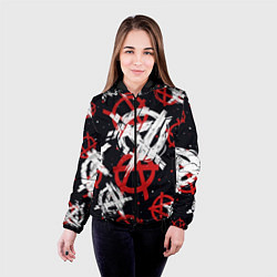 Куртка с капюшоном женская Анархия - паттерн, цвет: 3D-черный — фото 2
