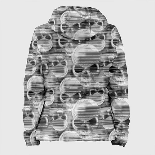 Женская куртка Серые черепа - растр / 3D-Черный – фото 2