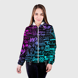 Куртка с капюшоном женская ЛОГОТИПЫ РОК ГРУПП, цвет: 3D-белый — фото 2