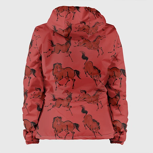 Женская куртка Красные кони / 3D-Белый – фото 2