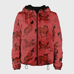 Куртка с капюшоном женская Красные кони, цвет: 3D-черный