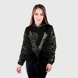 Куртка с капюшоном женская Vikings bones logo, цвет: 3D-черный — фото 2