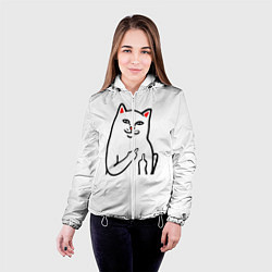 Куртка с капюшоном женская Meme Cat, цвет: 3D-белый — фото 2