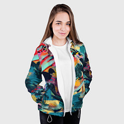 Куртка с капюшоном женская Абстрактный рисунок, цвет: 3D-белый — фото 2