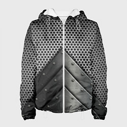 Куртка с капюшоном женская Броня металлическая, цвет: 3D-белый
