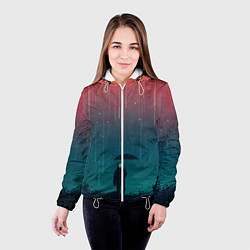 Куртка с капюшоном женская Космический Дождь, цвет: 3D-белый — фото 2