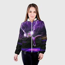 Куртка с капюшоном женская Кот и Молнии, цвет: 3D-белый — фото 2