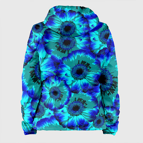 Женская куртка Голубые хризантемы / 3D-Черный – фото 2