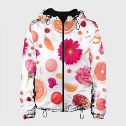 Куртка с капюшоном женская Фрукты, цвет: 3D-черный