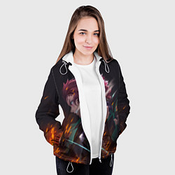 Куртка с капюшоном женская KIMETSU NO YAIBA, цвет: 3D-белый — фото 2