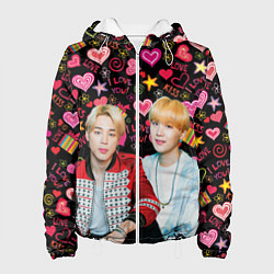 Куртка с капюшоном женская BTS: Юнмины Чимин и Юнги, цвет: 3D-белый