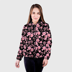 Куртка с капюшоном женская Цветок сакуры, цвет: 3D-черный — фото 2