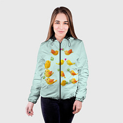 Куртка с капюшоном женская Птицы, цвет: 3D-черный — фото 2