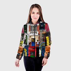 Куртка с капюшоном женская London doors цифровой коллаж, цвет: 3D-черный — фото 2