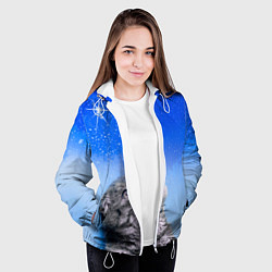 Куртка с капюшоном женская Кот и космос, цвет: 3D-белый — фото 2