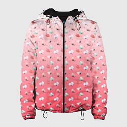 Куртка с капюшоном женская Пижамный цветочек, цвет: 3D-черный