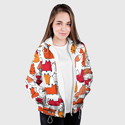 Куртка с капюшоном женская Милые лисы, цвет: 3D-белый — фото 2