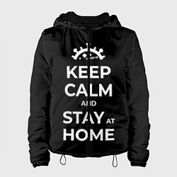 Куртка с капюшоном женская Keep calm and stay at home, цвет: 3D-черный