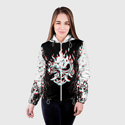 Куртка с капюшоном женская CYBERPUNK 2077 SAMURAI GLITCH, цвет: 3D-белый — фото 2