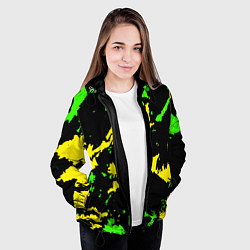 Куртка с капюшоном женская Желто-зеленый, цвет: 3D-черный — фото 2