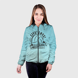 Куртка с капюшоном женская LIVE! LOVE! VOLLEYBALL!, цвет: 3D-черный — фото 2
