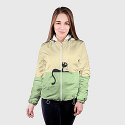 Куртка с капюшоном женская Чёрный кот на ярком фоне, цвет: 3D-белый — фото 2